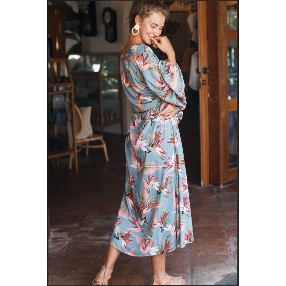 ELF Balielf Sunday Wish Kaftan Gown Gorgeous Flowy Sun Dress NWT size Large - Picture 4 of 5